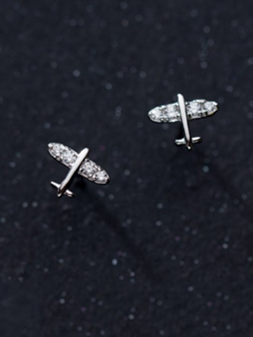 Silver 925 Sterling Silver With Cubic Zirconia Cute Mini plain Stud Earrings