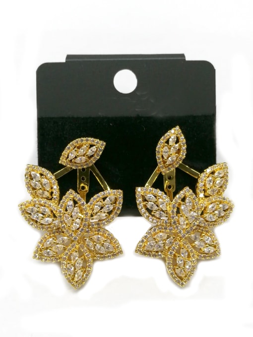 Tabora GODKI Luxury Women Wedding Dubai Copper With Gold Plated Trendy Leaf Earrings