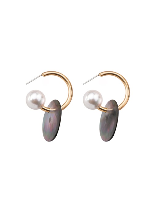 Girlhood Alloy With Gold Plated Simplistic Round Shell Drop Earrings 0