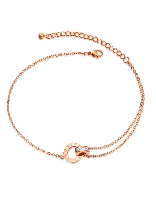 Open Sky Stainless Steel With Rose Gold Plated Fashion Round Anklets 0