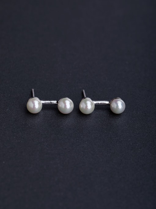 Lin Liang Imitation pearls  bone 925 silver Stud earrings 0