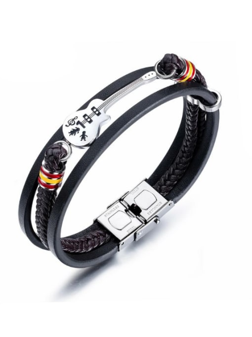 Open Sky Stainless Steel With Silver Plated Personality Irregular With Mini Guitar Bracelets