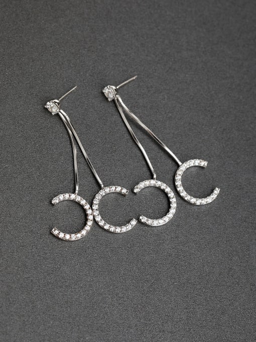 Lin Liang Micro inlay Rhinestone LetterC 925 silver Stud earrings 0