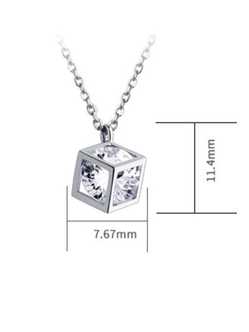 sliver 925 Sterling Silver With Cubic Zirconia Simplistic Square Necklaces