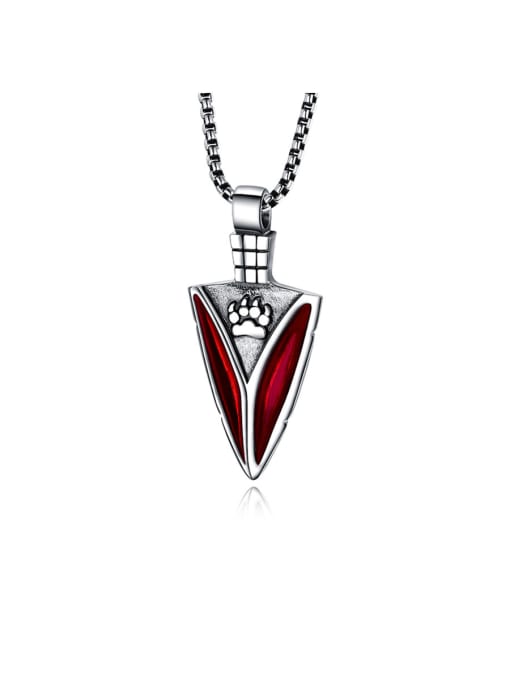 Red Pendant + Chain Titanium With White Gold Plated Personality Geometric Men's  Pendants