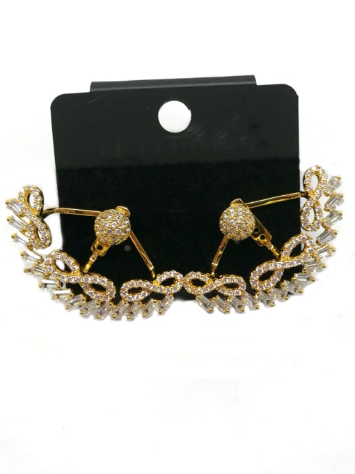 Tabora GODKI Luxury Women Wedding Dubai Copper With Gold Plated Fashion Bowknot Earrings 0