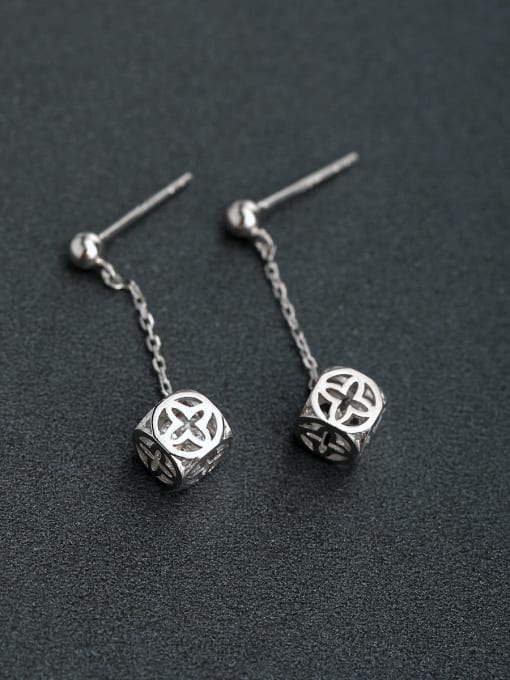 Lin Liang Micro inlay Zircon Cube 925 silver Drop Earrings 0