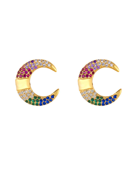 CC Copper With  Cubic Zirconia Fashion Moon/clip Cluster Earrings 0