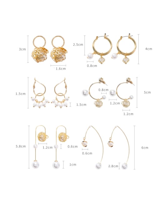 Girlhood Alloy With Gold Plated Fashion Metal Ball Imitation Pearl Drop Earrings 2