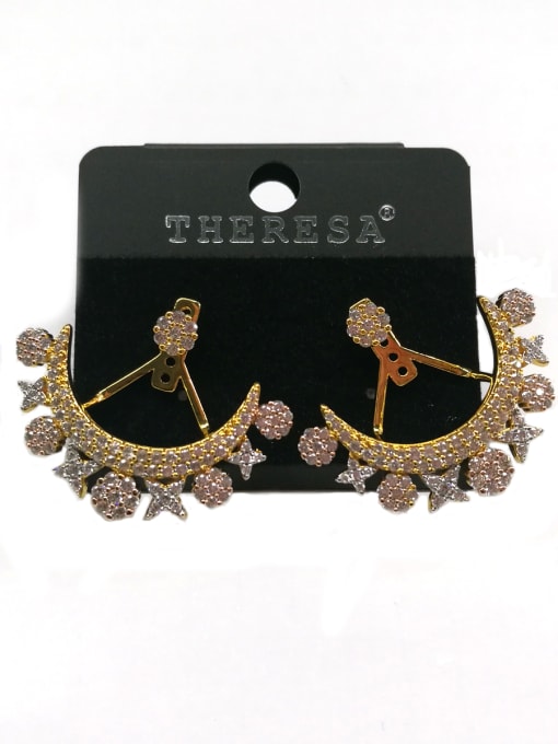 Tabora GODKI Luxury Women Wedding Dubai Copper With Mix Plated Fashion Moon Earrings 0