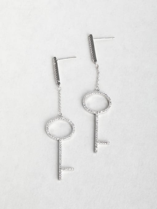 ANI VINNIE Geometric key Zircon Copper inlaid platinum Drop Earrings 0