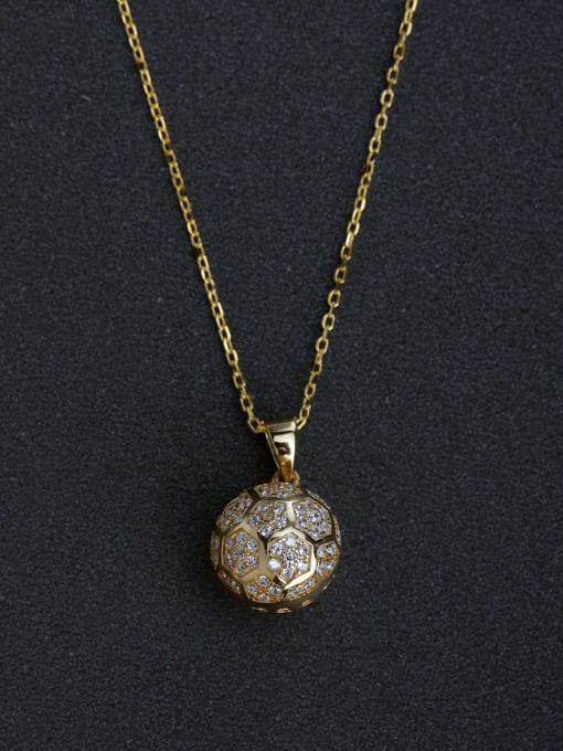 Rhinestone insert Ball Pendant 925 Silver Necklace - 1000029779
