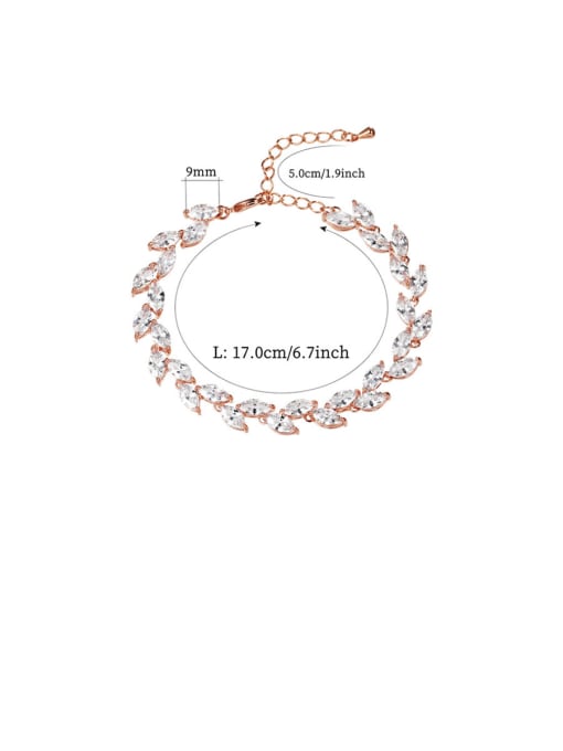 Mo Hai Copper With Cubic Zirconia  Simplistic Leaf Adjustable Bracelets 3