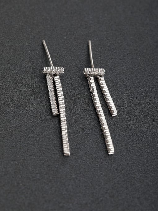 Lin Liang Micro inlay Zircon Simple fringe 925 silver Drop Earrings 0