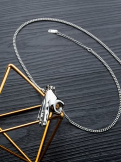 steel Pendant + Chain Titanium With Smooth Personality Gesture OK Mens Pendants