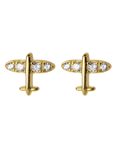 Gold 925 Sterling Silver With Cubic Zirconia Cute Mini plain Stud Earrings