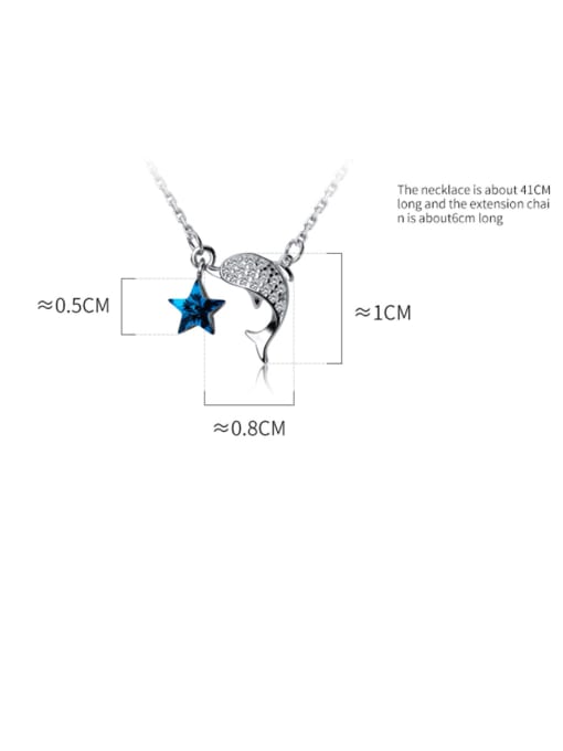 Rosh 925 Sterling Silver With Cubic Zirconia Cute Dolphin Stars Necklaces 4
