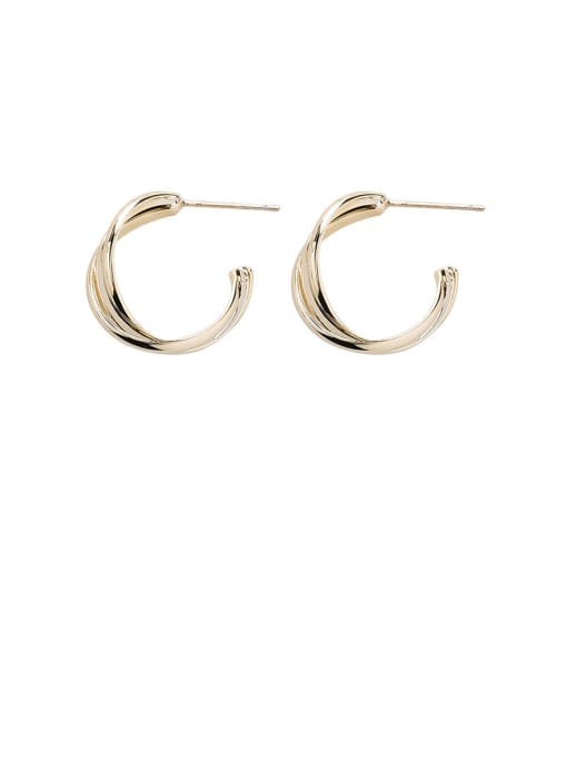 Girlhood Alloy With Gold Plated Simplistic Cross Round Hoop Earrings