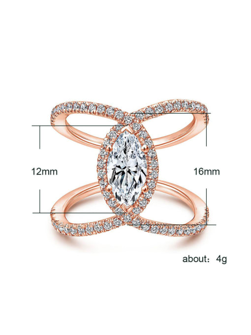 MATCH Copper With Rose Gold Plated Cubic Zirconia Statement Rings 3