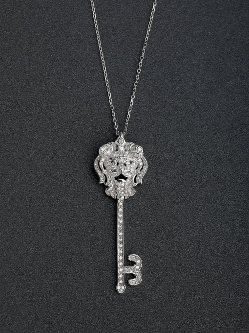 Lin Liang Fashion Heart Key Cubic Zirconias 925 Silver Necklaces 0
