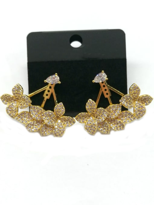 Tabora GODKI Luxury Women Wedding Dubai Brass With Gold Plated Fashion Leaf Earrings 0