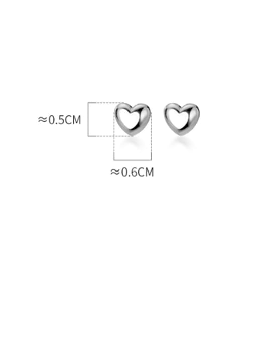 Rosh 925 Sterling Silver With Rose Gold Plated Simplistic Smooth Heart Stud Earrings 4