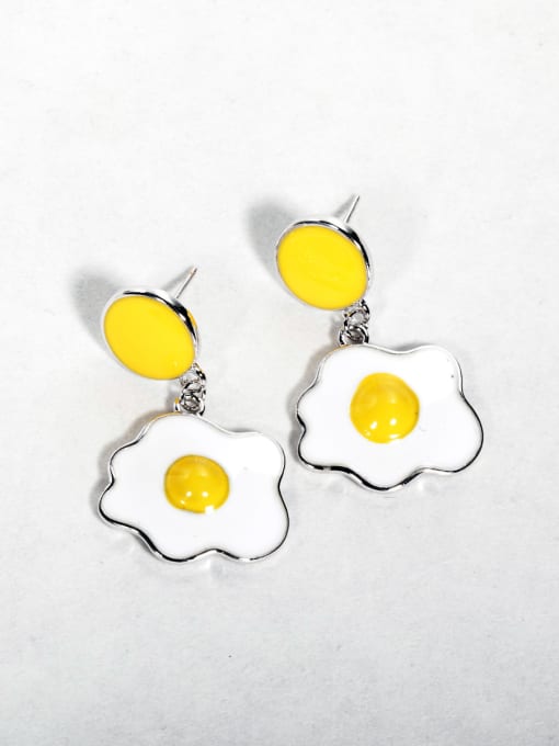 Yellow Traditional food modeling accessories Tomato scrambled eggs Drop Earrings