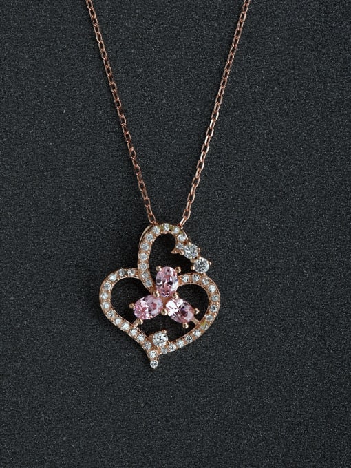 Lin Liang Love buckle Rhinestone crystal 925 silver necklace 0