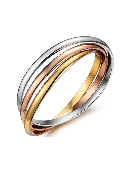 Open Sky Stainless Steel With Gold Plated Trendy Tricolor gold Band Rings 1