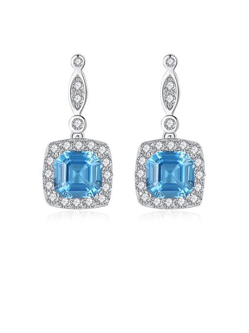 CCUI 925 Sterling Silver With Platinum Plated Fashion Square Drop Earrings 0