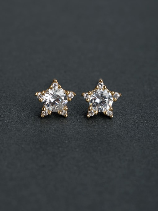 Lin Liang Micro inlay Zircon star  925 silver Stud earrings 0