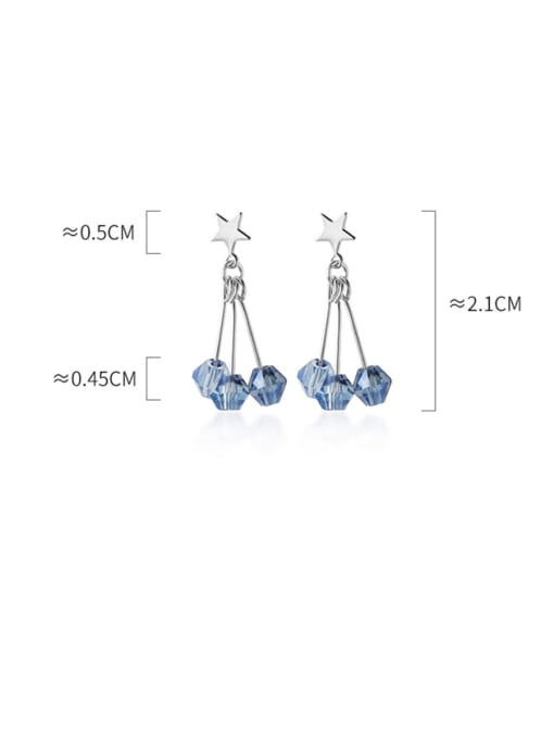 Rosh 925 Sterling Silver With Glass Fashion Geometric Drop Earrings 4