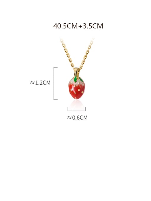 Rosh 925 Sterling Silver With Gold Plated Simplistic Friut Strawberry Necklaces 4