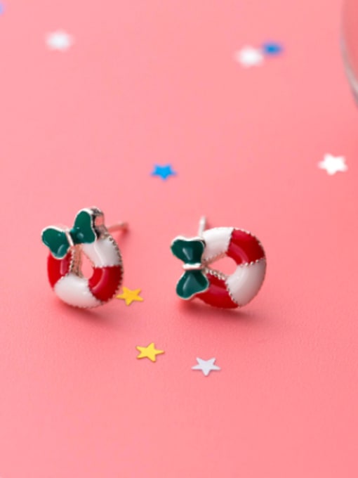 Rosh 925 Sterling Silver With Platinum Plated Cute Christmas Candy Stud Earrings 3