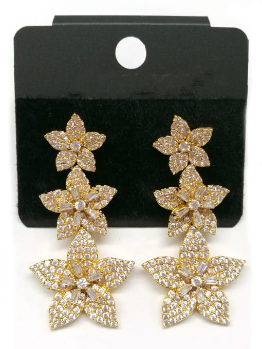 Tabora GODKI Luxury Women Wedding Dubai Copper With Gold Plated Fashion Flower Earrings