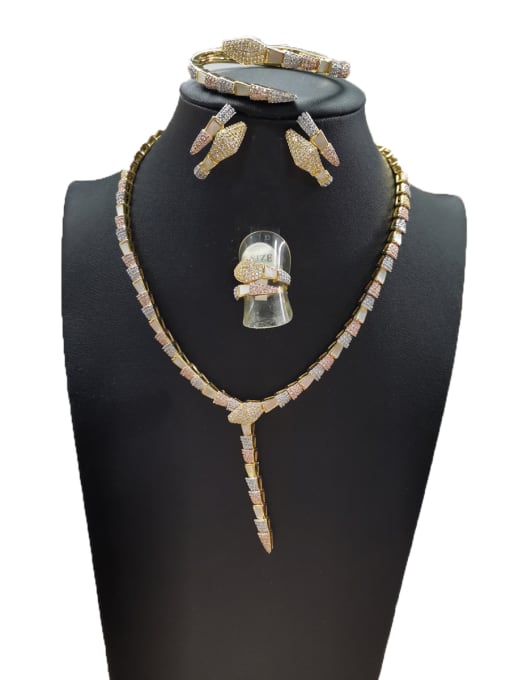 Tabora GODKI Luxury Women Wedding Dubai Copper With MIX Plated Fashion Animal 4 Piece Jewelry Set 0