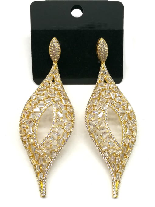 Tabora GODKI Luxury Women Wedding Dubai Copper With Gold Plated Fashion Leaf Drop Earrings 0