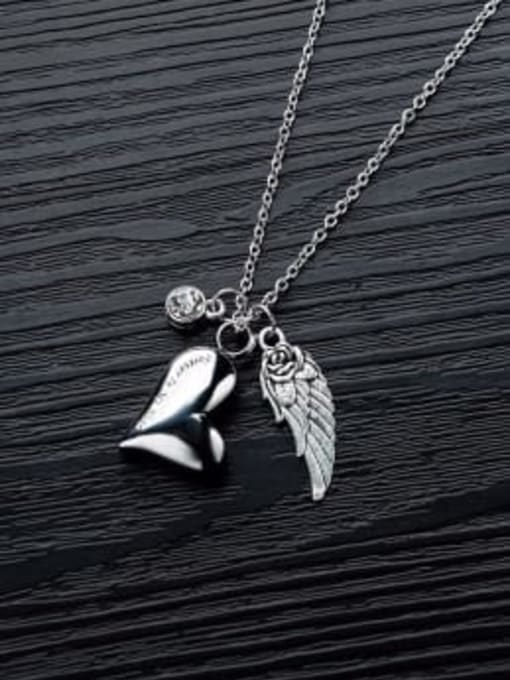 Steel Necklace Wing Diamond Funnel Titanium With White Gold Plated Personality Heart Necklaces