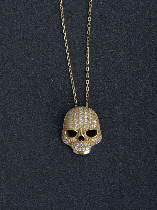 Gold Deluxe drills Skull 925 silver necklaces