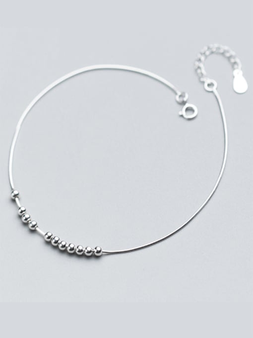 Rosh 925 Sterling Silver With Platinum Plated Simplistic Ball Anklets