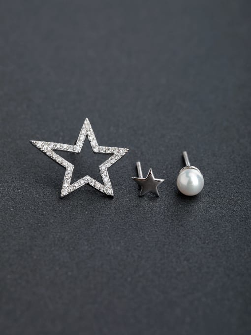 Lin Liang Micro inlay Zircon Star Bead  925 silver Drop Earrings