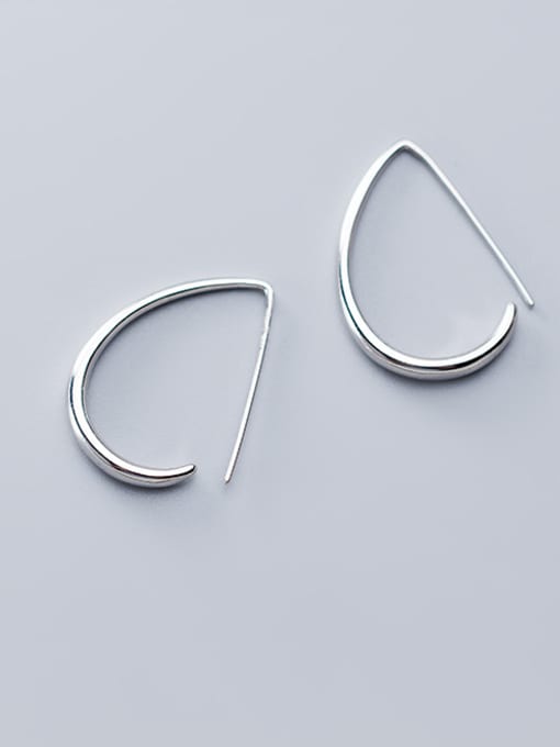 silver 925 Sterling Silver With Glossy Simplistic Hook Hook Earrings