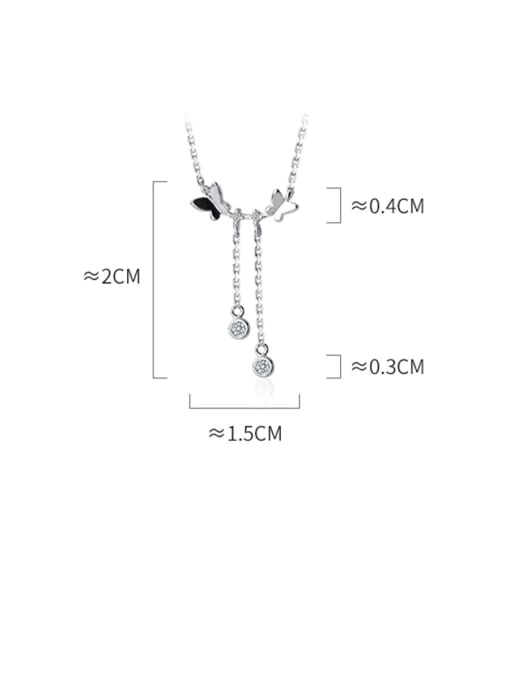 Rosh 925 Sterling Silver With Platinum Plated Simplistic Butterfly Necklaces 4
