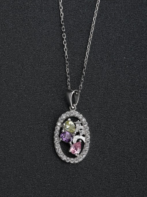 Lin Liang Inlaid zircon crystals 925  Silver Necklace 0
