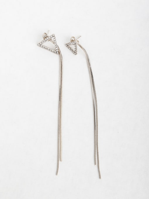 ANI VINNIE triangle Zircon Copper inlaid platinum tassel  Drop Earrings 0