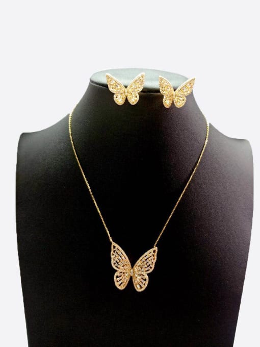Tabora GODKI Luxury Women Wedding Dubai Copper With Gold Plated Simplistic Butterfly Jewelry Sets 0