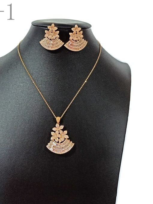 Tabora GODKI Luxury Women Wedding Dubai Copper With Gold Plated Fashion Leaf 2 Piece Jewelry Set