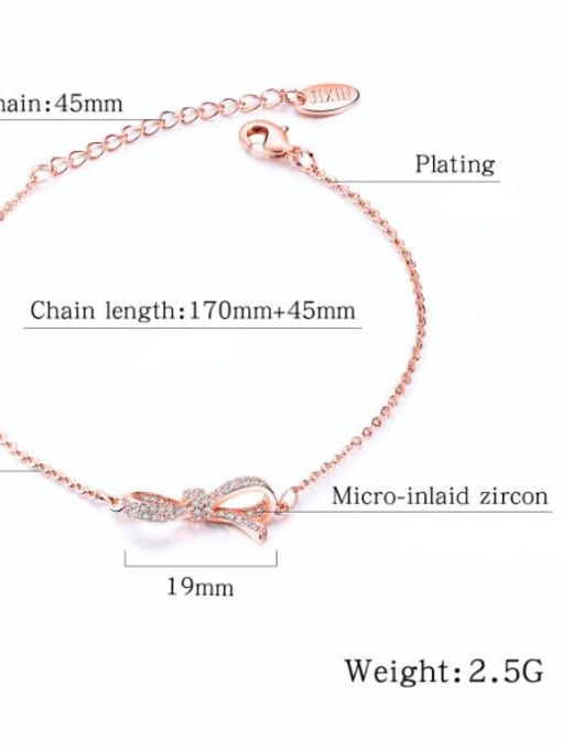 Open Sky Copper With Rose Gold Plated Simplistic Bowknot Bracelets 3