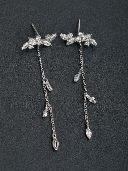 Lin Liang Micro inlay Zircon flower 925 silver Drop Earrings 0