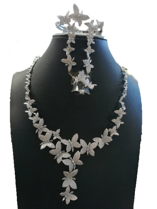 Tabora GODKI Luxury Women Wedding Dubai Copper With White Gold Plated Fashion Butterfly 4 Piece Jewelry Set 0